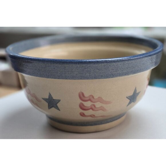 Handcrafted BBP Pottery Stoneware Bowl Stars & Stripes - Picture 2 of 7